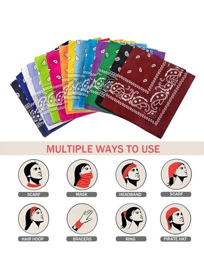 CLENEA 14 pieces Bandanas Paisley Print, Novelty Headband, Square Scarf Cowboy Bandanas for Halloween Party Costume, Women Men Boy Girl - Image 5